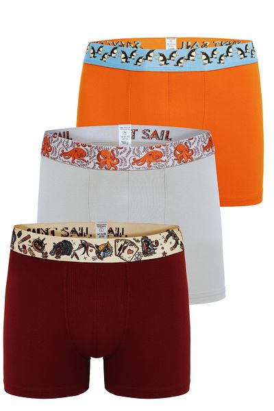 Saint Sail Σετ 3 ανδρικών μπόξερ με εύκαμπτο ύφασμα από βαμβακερό Lycra με πολύχρωμα σχέδια