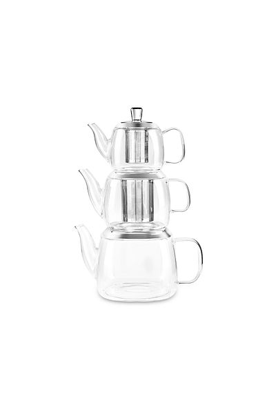 Karaca Tiga 3-Piece Midi Borosilicate Teapot