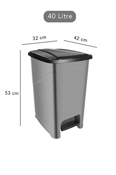 Carat Home Slim Pedallı Banyo Mutfak Çöp Kovası - 40 Litre - Antrasit