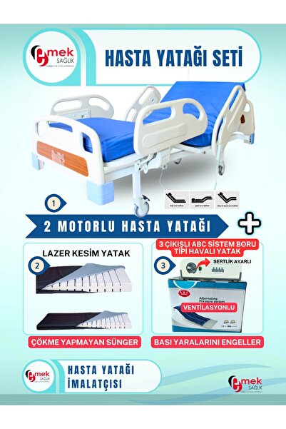 emek sağlık 2 Motorlu Full Abs Hasta Karyolası+Cnc Lazer Kesim Yatak+3 Çıkışl...