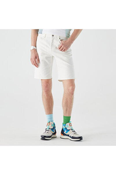 Lacoste Erkek Slim Fit Denim Beyaz Bermuda