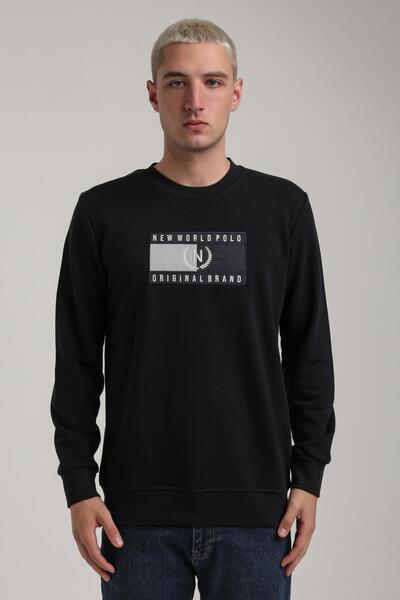 NEW WORLD POLO Crew Neck Navy Blue Slim Fit Sweatshirt 24Fwm60199