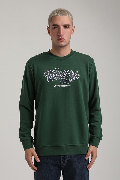 NEW WORLD POLO Crew Neck Green Slim Fit Sweatshirt 24Fwm60195