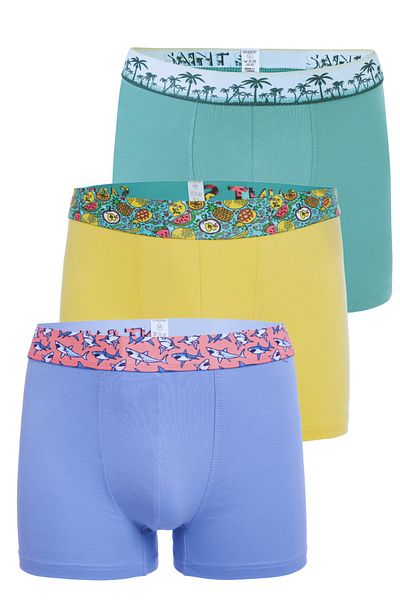 Saint Sail Cotton Lycra Flexible Fabric Printed Colorful Patterned Set of 3 Men's Boxers