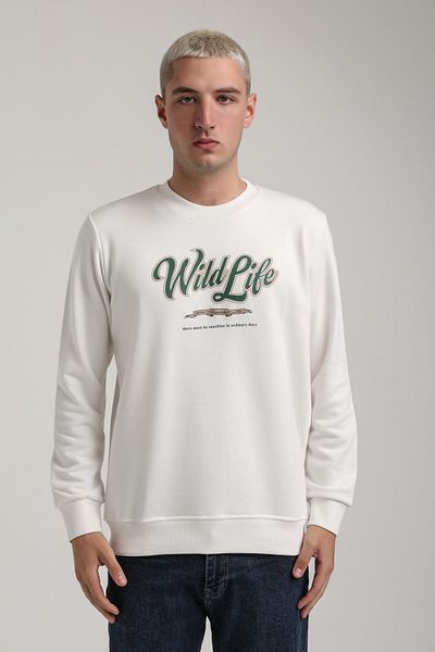 NEW WORLD POLO Crew Neck Ecru Slim Fit Sweatshirt 24Fwm60195
