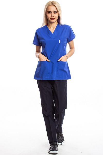 Simirna Üniforma Saks Blue and Navy Blue Suit - Surgical Doctor, Nurse, Veterinary and Spa Uniform