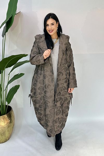 GÖKSEL Plus Size Long Coat - Brown