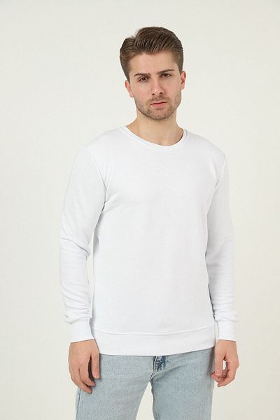DK DAKSEL Special Product Relaxed Fit White Men's Sweatshirt