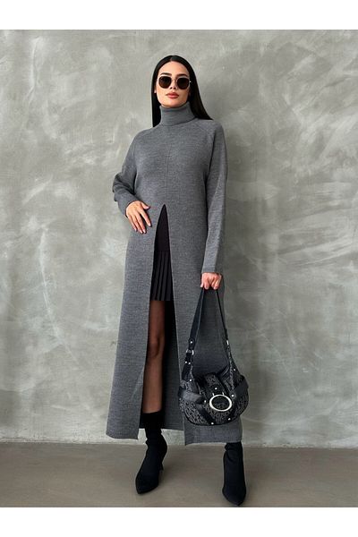ZF BUTİK Premium Knitwear Dress - Front Slit Detail