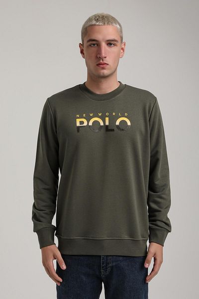 NEW WORLD POLO Crew Neck Khaki Slim Fit Sweatshirt 24Fwm60186