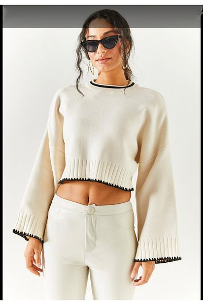 DAMGA Collection Women Shepherd Stitching Spanish Sleeve Sweater