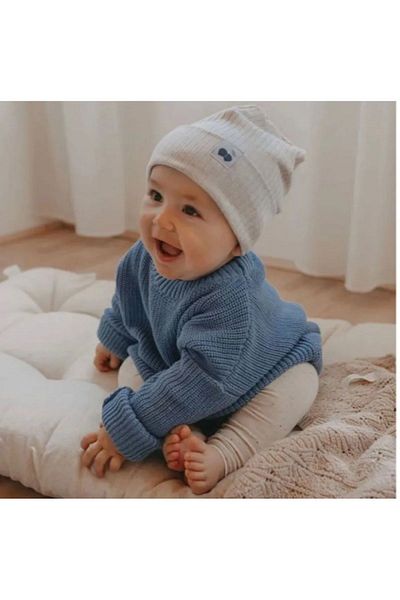 Nimini Kids Допълнително гъвкав бебешки и детски пуловер с кръгло деколте (0-5 години)