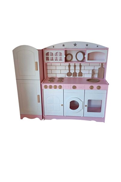 st koleksiyon hobi antika MDF boyalı 3 kapaklı mutfak buzdolabı seti