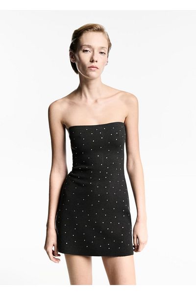 MANGO Woman Strass Detailed Woven Dress