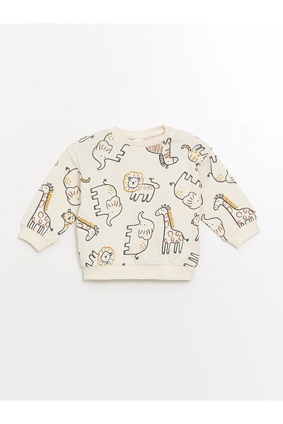 LC Waikiki Lcw Baby Printed Sweatshirt and Tracksuit Set for Baby Boy - Crew Neck Set of 2