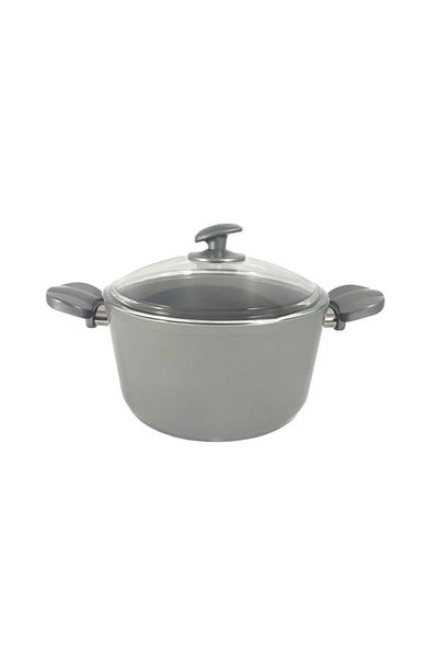 AVCI HOME MAKER 9-Piece Hella Cookware Set, Tempered Glass Lids, Non-Stick Ceramic Surface, PFOA Free, Grey