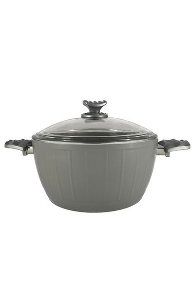 AVCI HOME MAKER 9-Piece Farah Cookware Set, Tempered Glass Lids, Non-Stick Ceramic Surface, PFOA Free - Grey