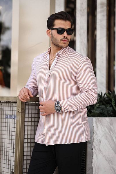 ROBERTO BORNOVA Πουκάμισο με ρίγες Poplin Regular Fit