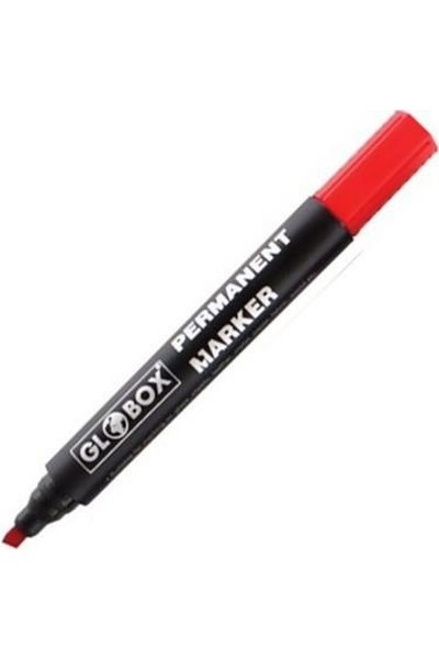 Globox Pack of 12 Permanent Markers Cut End Red