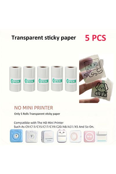 Choice 5 Trans Sticky Thermal Paper Transparent Thermal Sticker Paper For Printer Self-adhesive Photographi