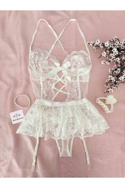 MH Moony Homewears Set jartieră albă Notes