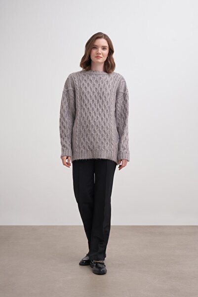 inspiration Petek Saçlı Kazak Br7005 Gri