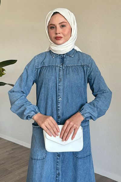 InStyle Rochie Mayra Robe Pocket Denim - Ice Blue