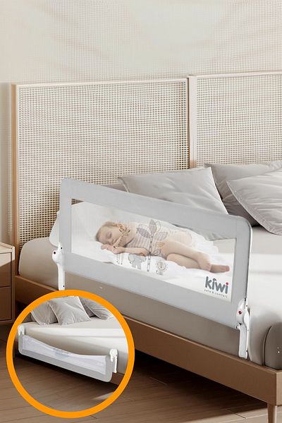 Kiwi Extra Padded Fabric Children's Bed Protector - Barrier & Railing White