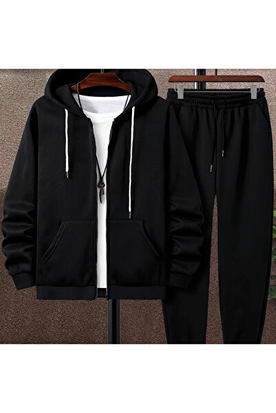 Lider Leather Set de trening pentru bărbați, cu fermoar, croială confortabilă...