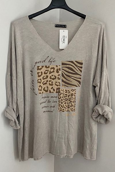 AYASOFYA OTANTIK Μπεζ Casual Knitwear - Παγιέτες γιακά, Μακρύ μανίκι, Μίγμα ιταλικού μαλλί