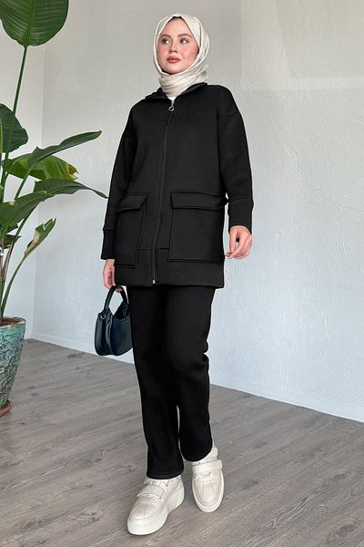 InStyle Two Pocket Zippered Suit Black