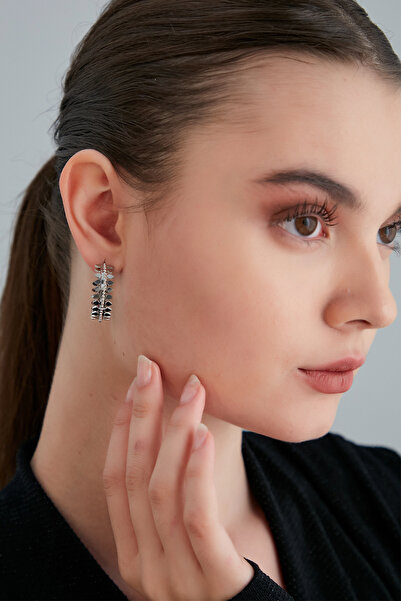 Lina Tia Kadın Halka Çiçek Sıralı Tasarım Model Çelik Gümüş Kaplama Vintage Stil Yuvarlak Günlük Bohem Küpe