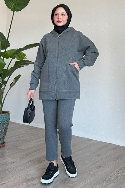 InStyle Σετ διπλής τσέπης με κουκούλα ανθρακί