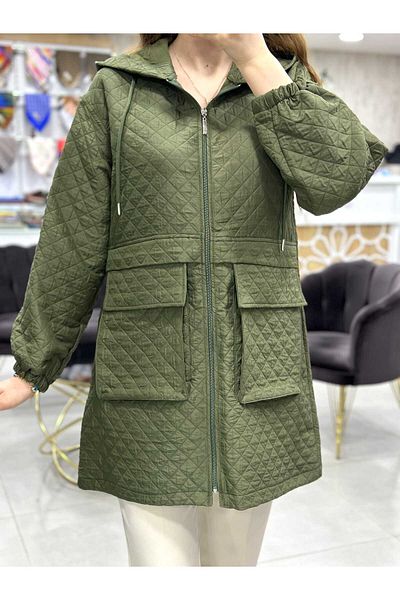Temel İpek Boutique Καπιτονέ παλτό με κουκούλα
