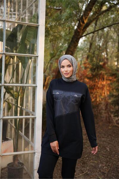 Bwest Dafne Pocketed Tracksuit Elastic Waist Trousers Double Set - (38-46) - 71153 - Black