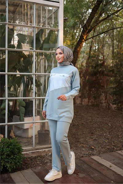 Bwest Dafne Pocket Tracksuit Elastic Waist Pants Two-Piece Set - 71153.004 - Blue