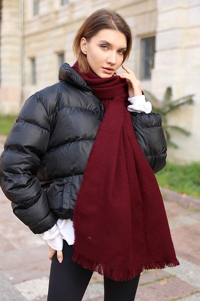 Luminos Butik Burgundy Puff Women's Scarf-Shawl Sal1206