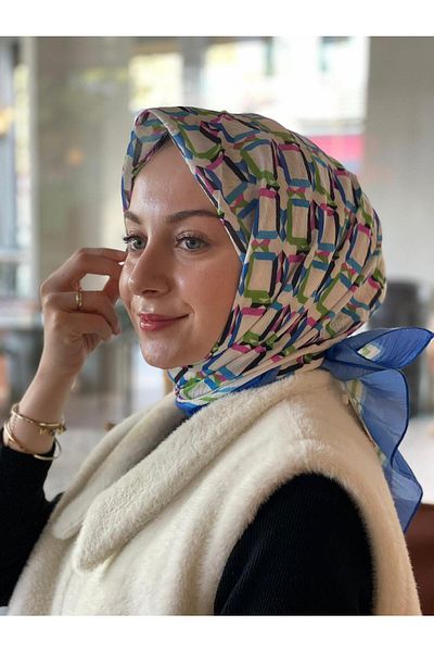 Loryan INDIGO Loryan Scarf Diamond Plaid Βαμβακερό κασκόλ