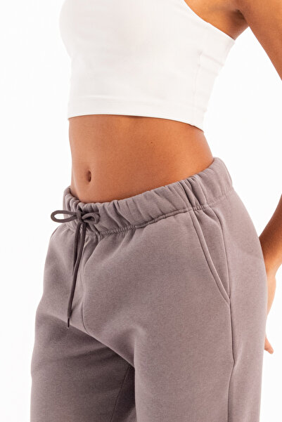 JUSTEVER Γυναικείο παντελόνι αθλητικής φόρμας Relaxed Fit Raised με φλις εσωτερικά γκρι - Echo