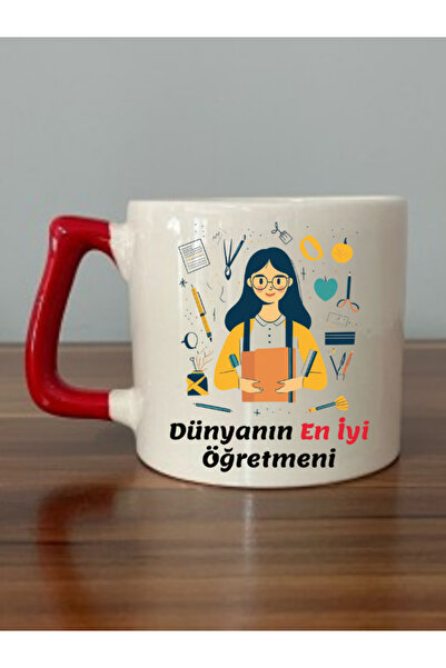 lili hediyelik أفضل هدية لعيد المعلم المطبوع مع كوب بمقبض أحمر