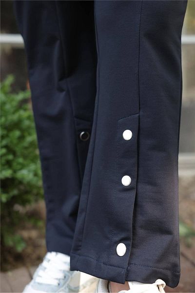Bwest Snap Detail Double Hijab Tracksuit Set with Zipper Pocket - (38-46) - 71207 - Navy Blue