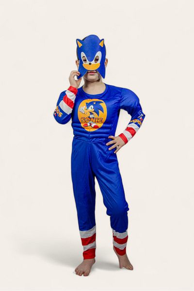 SEDİRLİ Sonic Muscular Superhero Costume Masked Sonic Kids Costume Muscular Costume