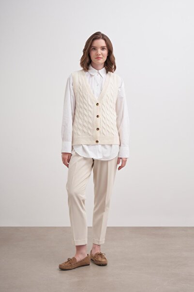 inspiration Laguna Düğmeli Süveter Br7042 Ekru