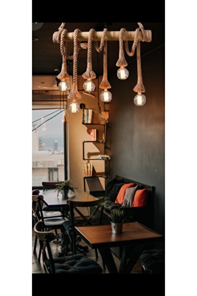 Ağış Elektrik Doğal bambu halatlı avize.