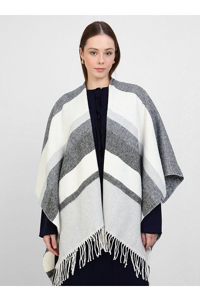 Tuva Ακρυλικό μοτίβο Poncho-Stone-Navy Blue-Tuva