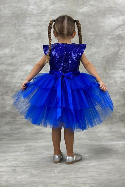 ABİYEKİDS Sequin Katkat Sax Blue - Sequined Children's Abaye Agy 2/11 Years Aby4560