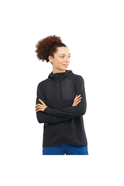 Salomon Essential Lightwarm Women's Hooded Fleece Black Lc1946600