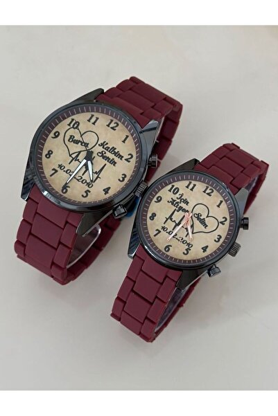 Has ساعة يد مزدوجة بتصميم أسود عنابي اللون أسود اللون أسود اللون