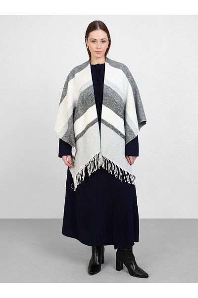 Tuva Ακρυλικό μοτίβο Poncho-Stone-Navy Blue-Tuva