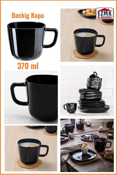 IKEA Black Backg Mug - 370 ml, Model60475335